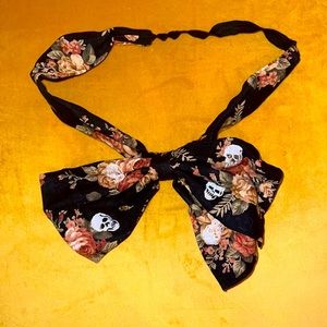 HALLOWEEN floral skull bow headband